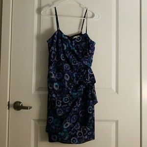 Lauren Conrad Blue Floral Spaghetti Strap Dress